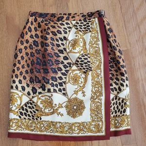 Silk Leopard Print Wrap Skirt